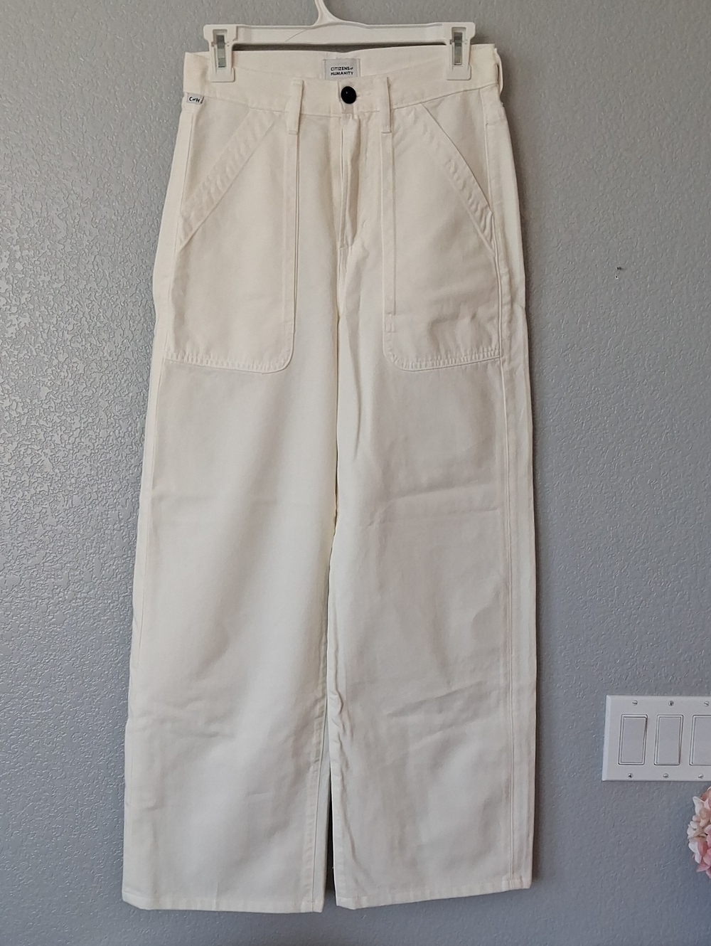 Wide Leg Canvas Pants in Off-White BNWOT